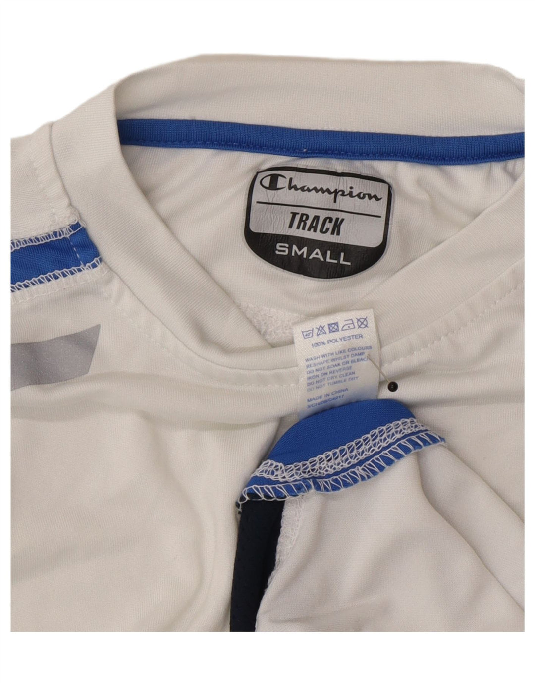 Champion Camiseta Holgada De Manga Larga Para Hombre Poliéster Color Block Blanco Pequeño