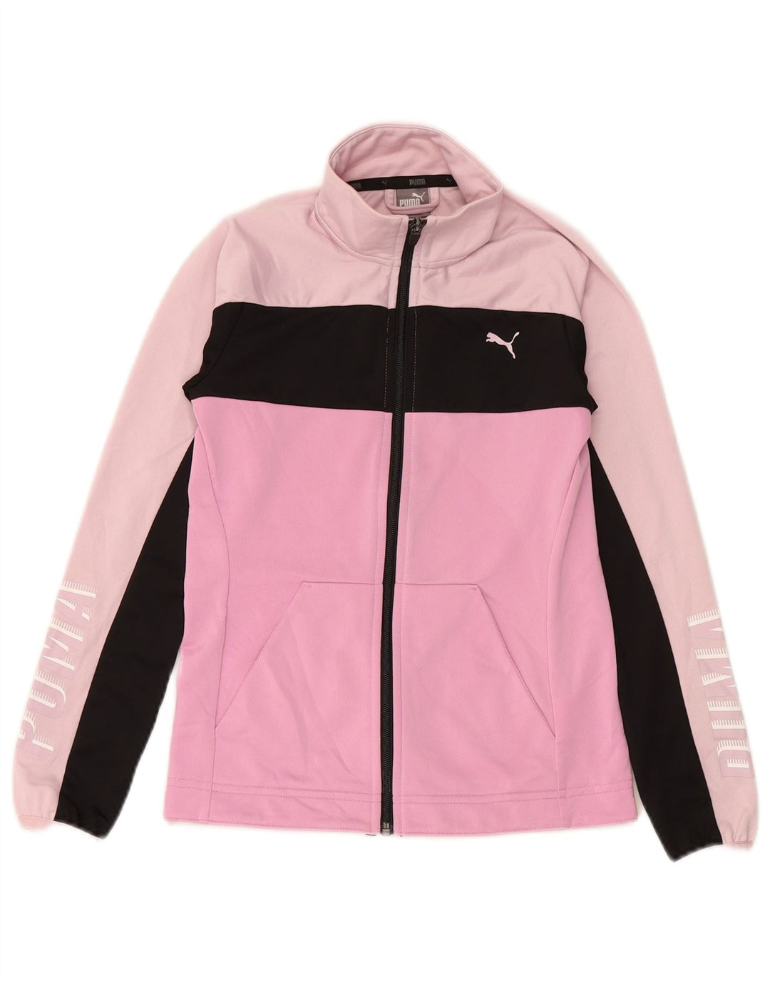 PUMA Chaqueta de chándal con gráfico gráfico para niñas 11-12 años Bloque de color rosa