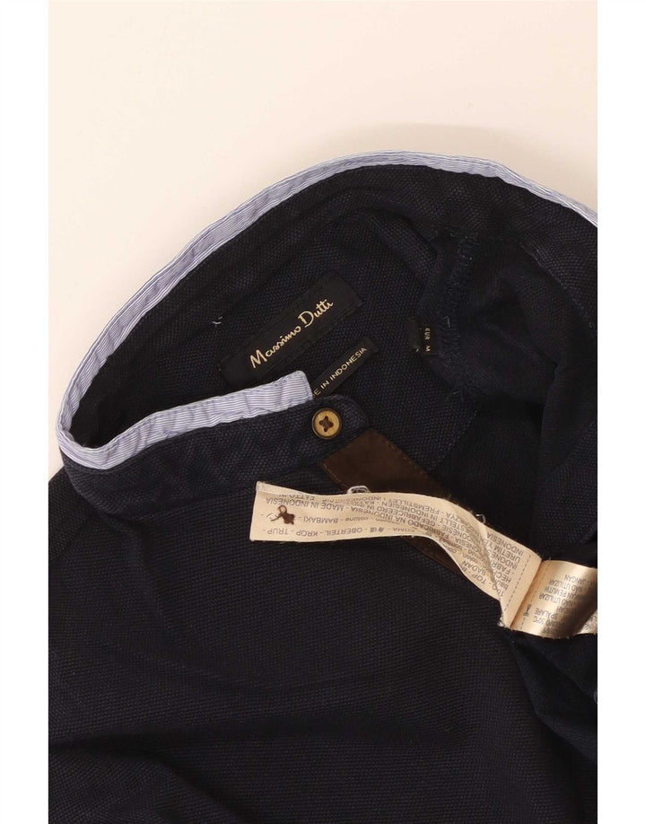Camiseta Massimo Dutti Hombre Manga Larga Azul Marino Medio Algodón