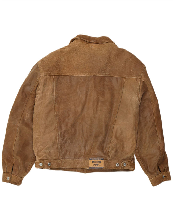 Mustang Chaqueta Bomber de Cuero para Hombre UK 42 XL Marrón