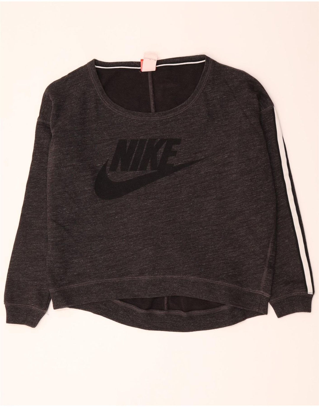 Nike Sudadera de gran tamaño con gráfico para mujer UK 10 Small Grey Cotton