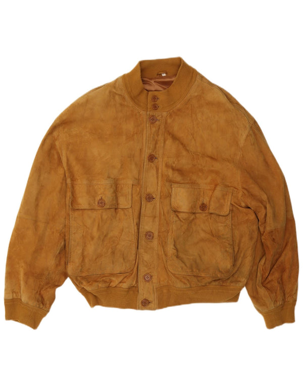 Vintage hombres ante bomber chaqueta IT 54 2XL cuero marrón
