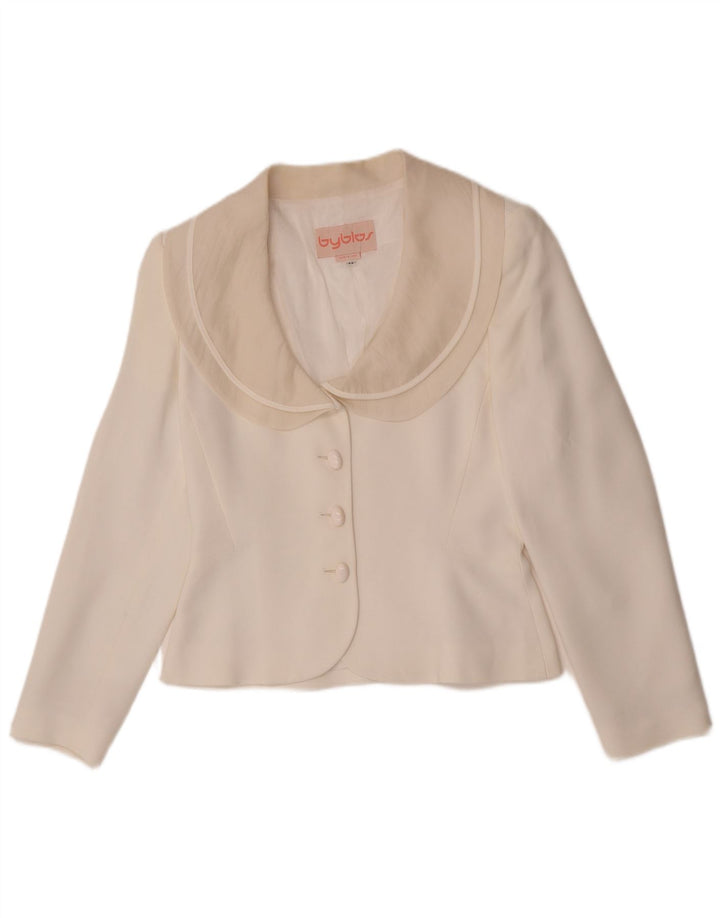 Chaqueta tipo blazer de 3 botones para mujer Byblos IT 42 Acetato blanco mediano