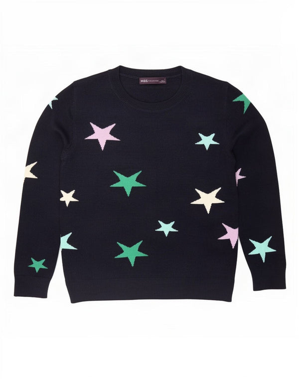 Marks & Spencer Jersey de Cuello Redondo para Mujer UK 8 Small Azul Marino