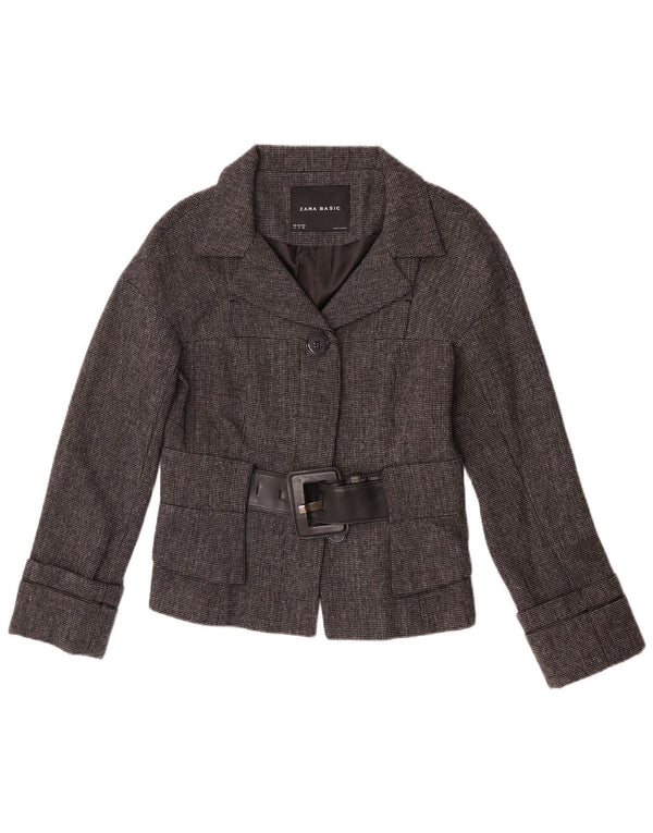Zara Chaqueta Blazer De 2 Botones para Mujer UK 42 Gris Medio Espiga