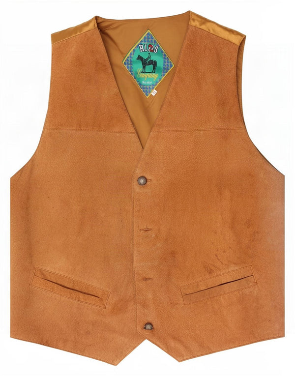 Vintage hombres ante chaleco cuero marrón medio