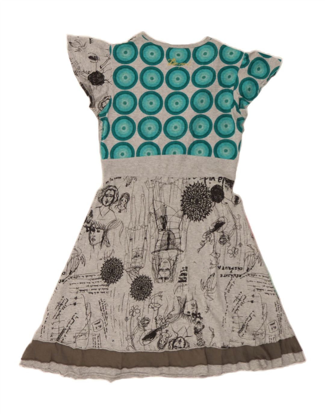 DESIGUAL Vestido acampanado con estampado abstracto para mujer, talla 44, talla grande, color gris