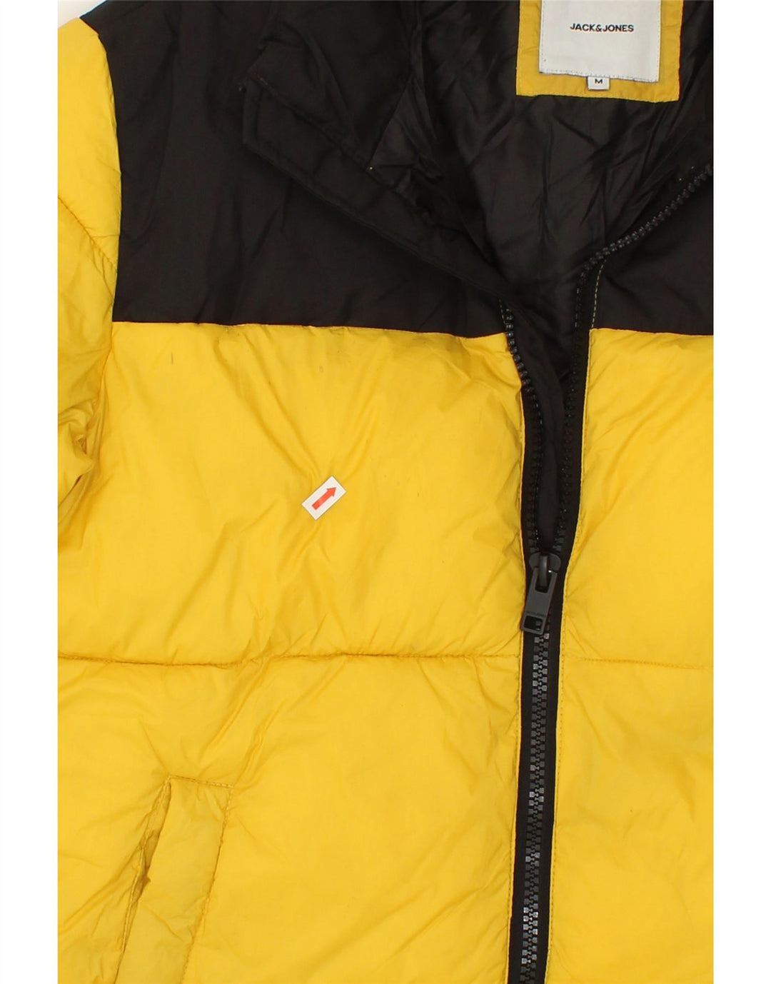 JACK & JONES Womens Padded Jacket UK 14 Medium Yellow Colourblock Vintage Jack & Jones and Second-Hand Jack & Jones from Messina Hembry 