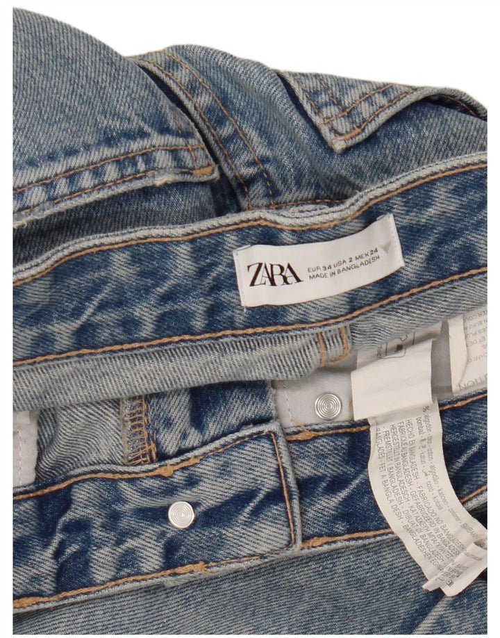 ZARA Vaqueros Rectos Mujer EU 34 2XS W24 L30 Azul Algodón