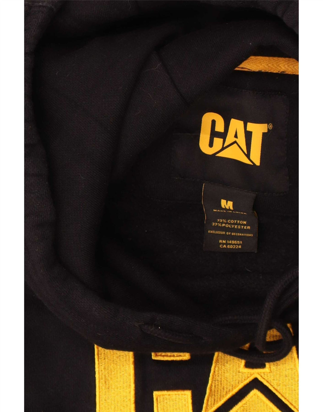 Caterpillar Hombre Gráfico Sudadera Con Capucha Jersey Mediano Algodón Negro