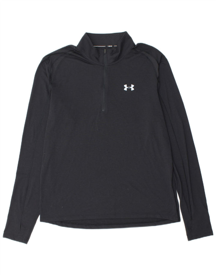 UNDER ARMOUR Hombre Heat Gear Zip Neck Jersey Chándal Top XL Negro