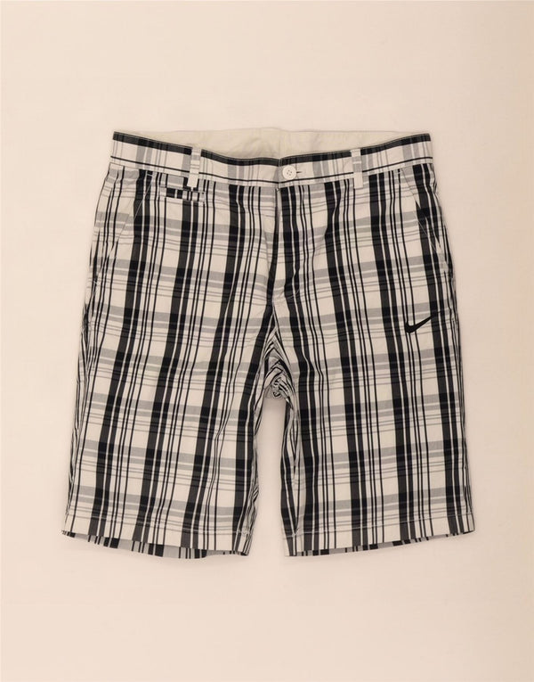 Nike Pantalones cortos chinos para hombre mediano W32 algodón a cuadros azul