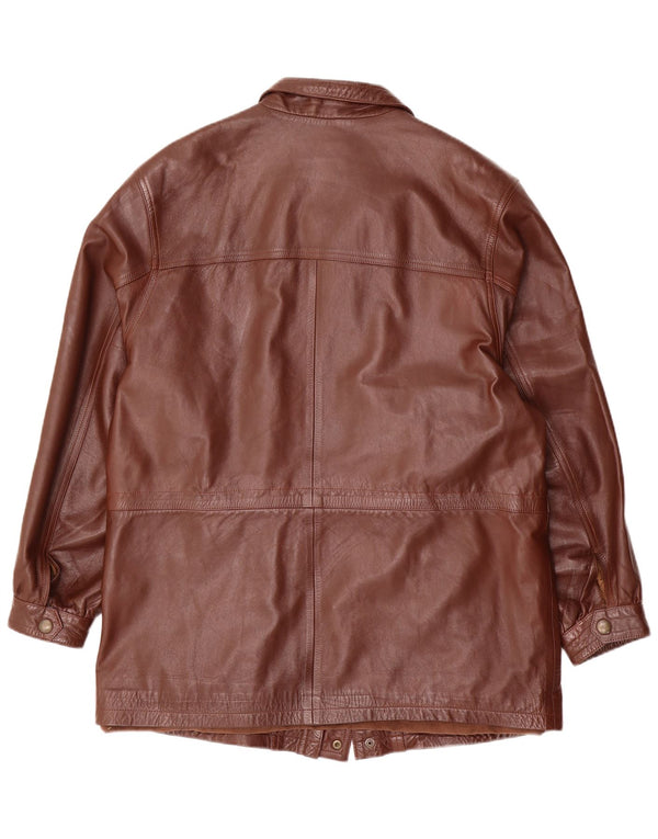 Vintage chaqueta de cuero para hombre Reino Unido 42 XL cuero marrón