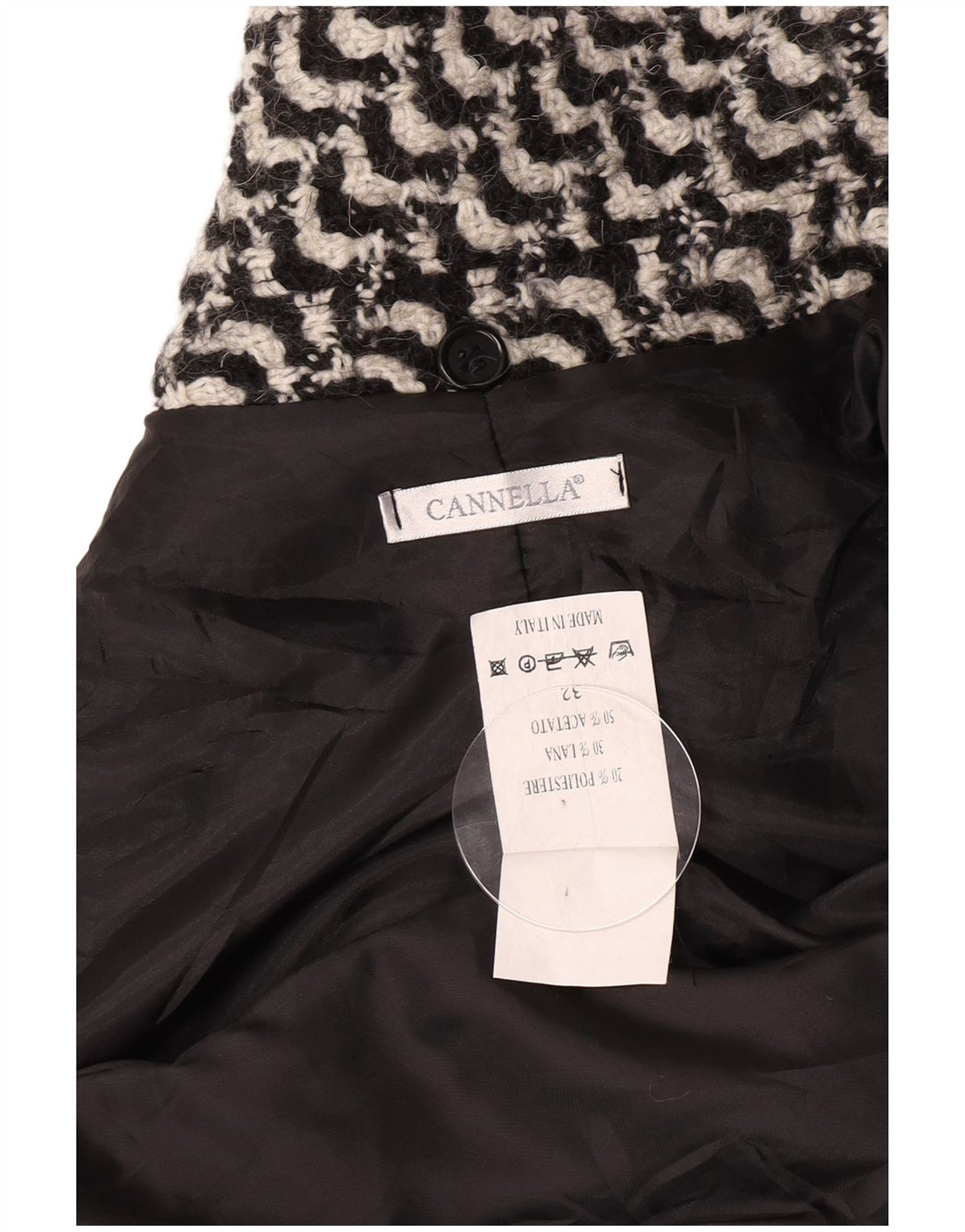 Abrigo vintage para mujer IT 50 XL Acetato geométrico negro