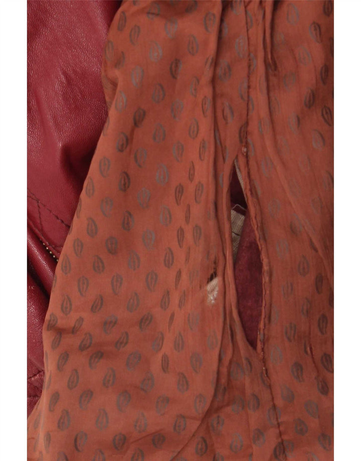 Vintage mujer chaqueta biker de cuero de gran tamaño EU 38 Medio Borgoña