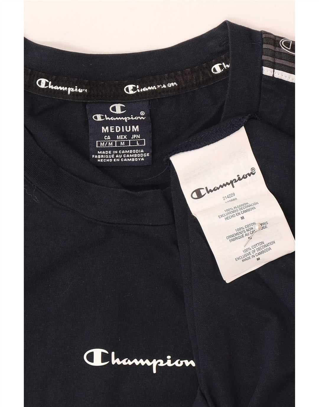 Champion Camiseta Gráfica Para Hombre Top Medium Azul Marino Algodón