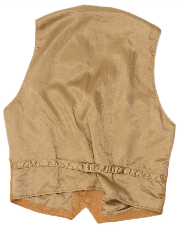 Chaleco vintage de ante para hombre Bloque de color beige medio