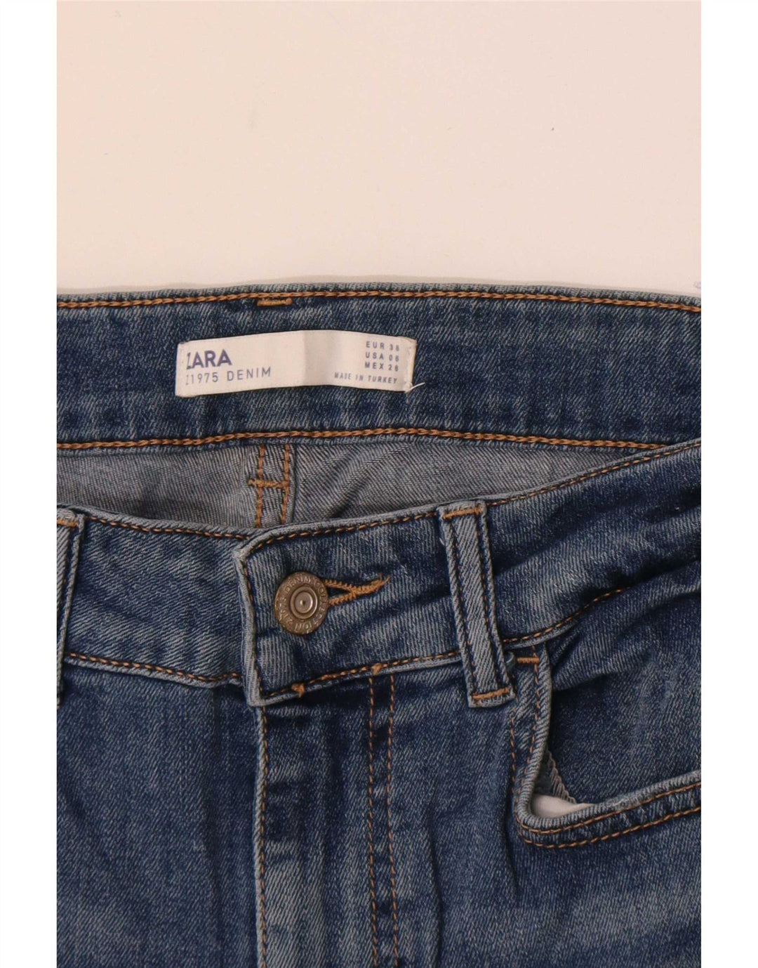 Zara Vaqueros Slim para Mujer EU 38 Small W28 L28 Azul