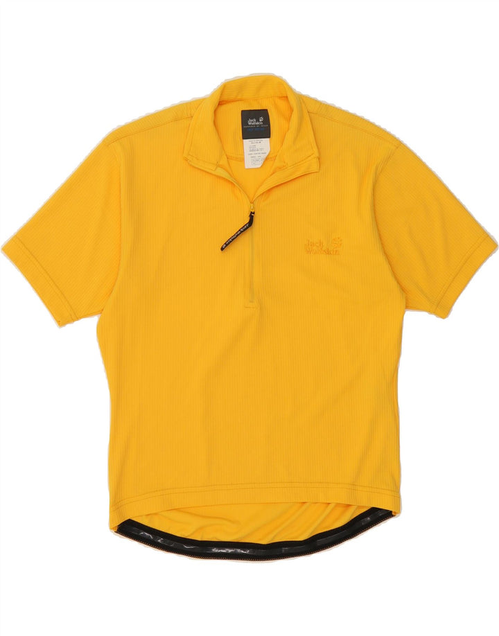 JACK WOLFSKIN Mens Zip Neck T-Shirt Top Small Yellow Polyester Vintage Jack Wolfskin and Second-Hand Jack Wolfskin from Messina Hembry 