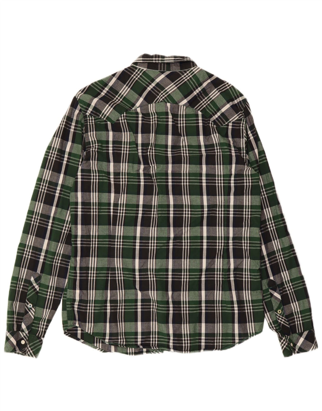 LEE Camisa de franela ajustada para hombre XL Algodón a cuadros verdes