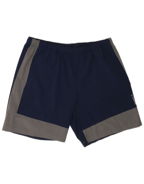 Reebok Pantalones cortos deportivos para hombre XL Azul marino Colorblock Poliéster