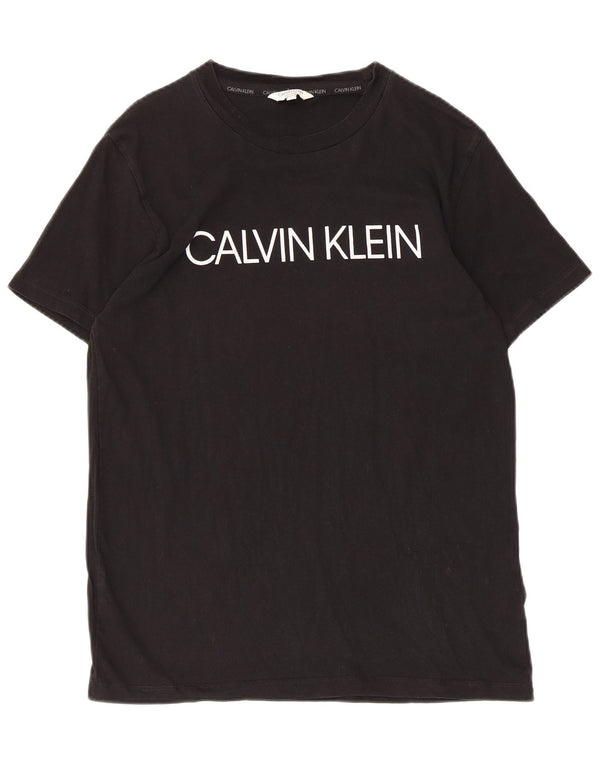 Calvin Klein - Camiseta gráfica para hombre, talla pequeña, algodón negro
