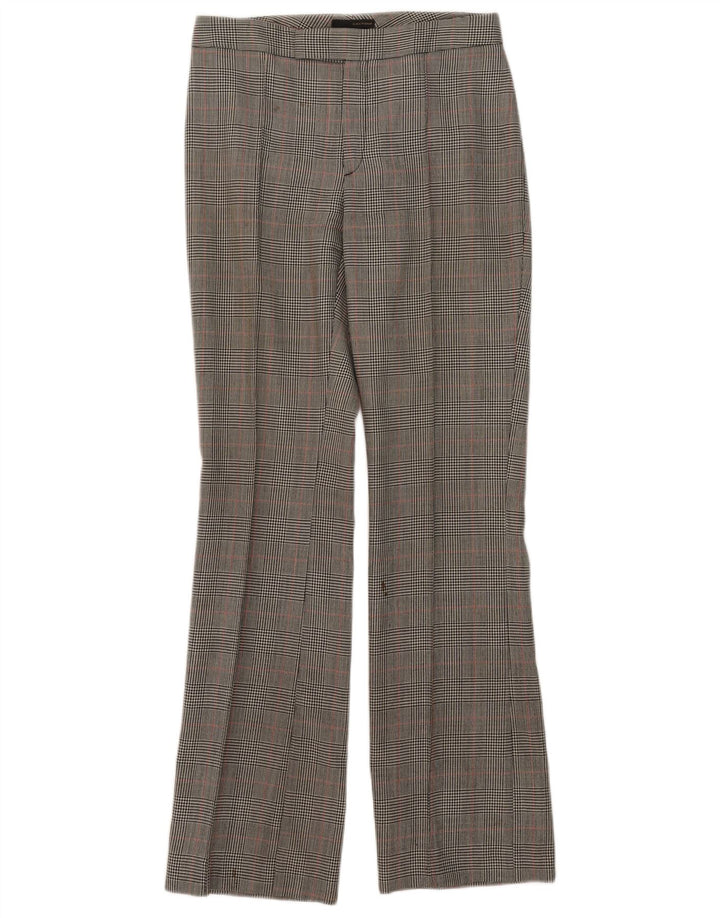 Zara Mujer Pantalón De Traje Bootcut EU 38 Small W28 L32 Lana De Pata De Gallo Gris