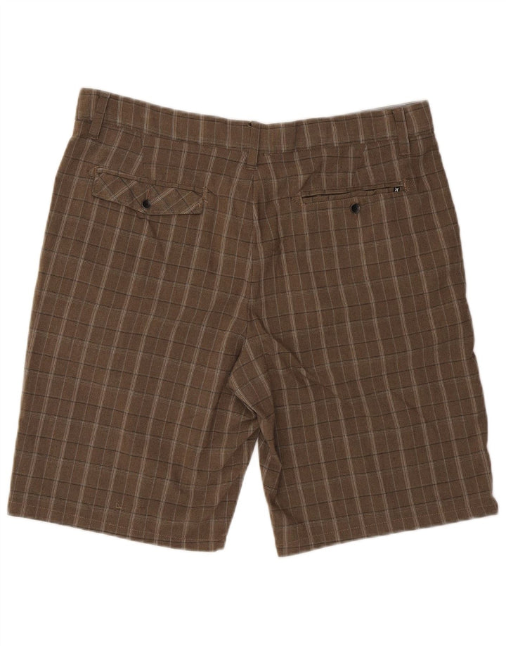 Hurley Pantalones cortos chinos para hombre W36 Poliéster a cuadros marrones grandes
