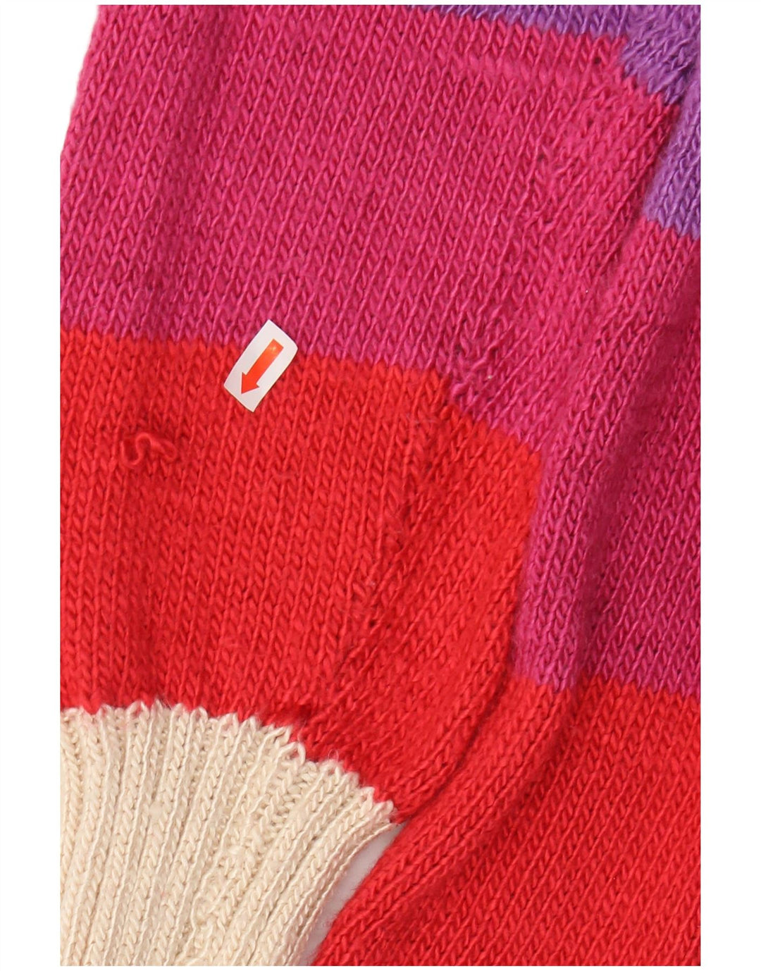 VINTAGE suéter de jersey con cuello en V para mujer Reino Unido 12 Rayas multicolores medianas