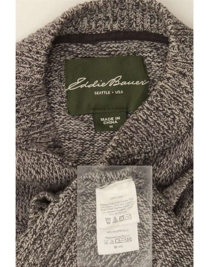 EDDIE BAUER Jersey con cuello y botones para hombre de algodón moteado gris medio