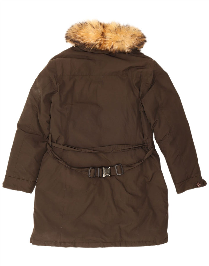 Woolrich Abrigo acolchado para mujer UK 20 2XL Algodón caqui