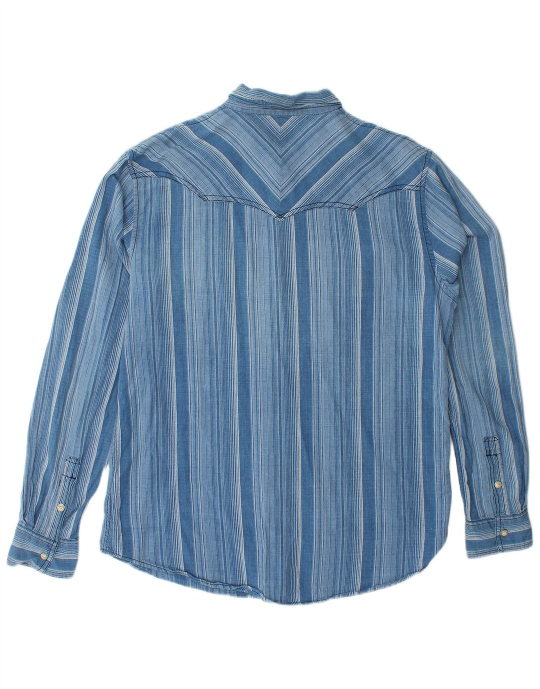 WRANGLER Camisa de franela de ajuste regular para hombre, algodón a rayas azules grandes