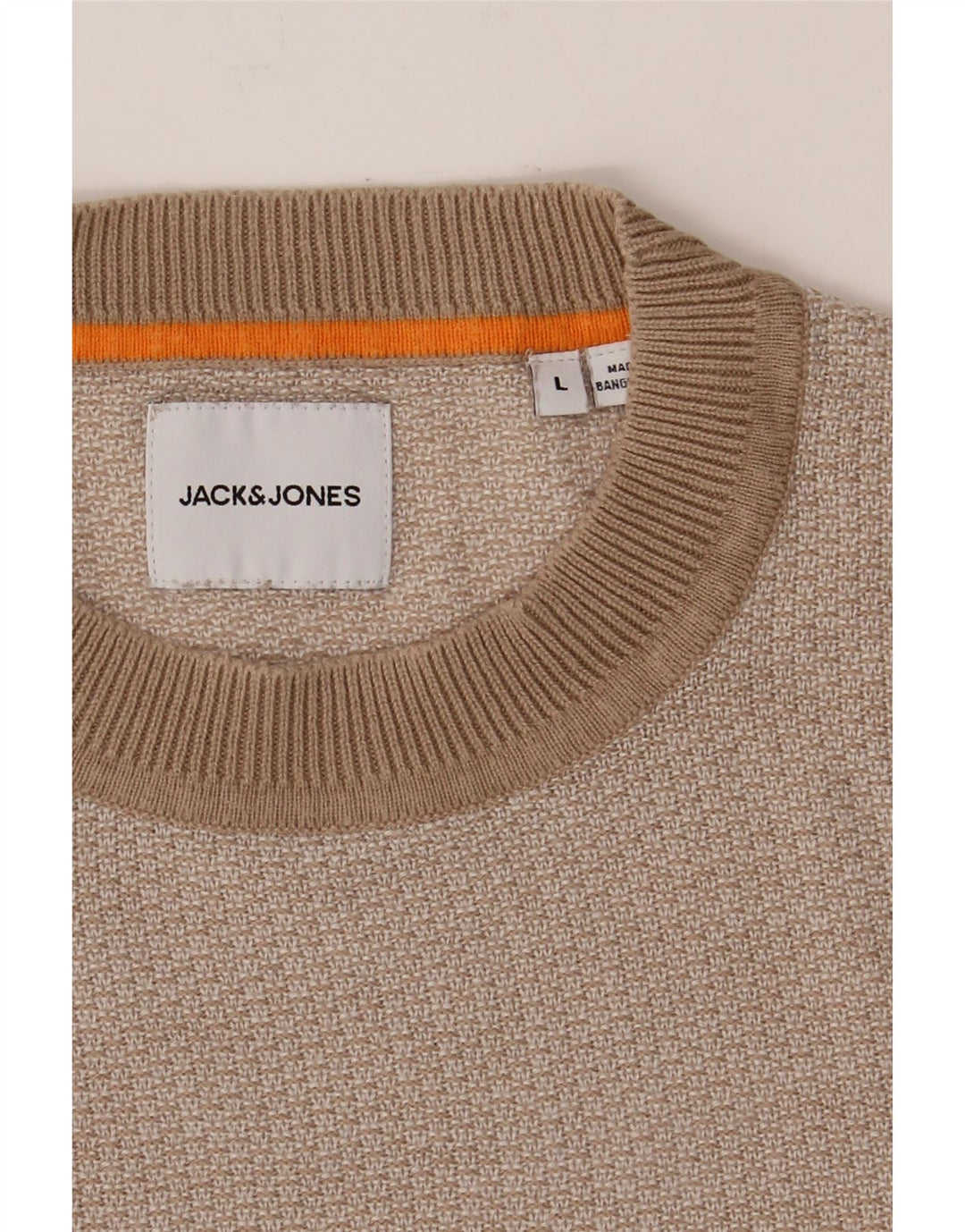 JACK & JONES Mens Crew Neck Jumper Sweater Large Beige Acrylic Vintage Jack & Jones and Second-Hand Jack & Jones from Messina Hembry 