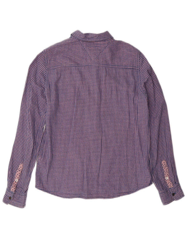 Tommy Hilfiger Camisa de franela para mujer UK 10 Small Blue Gingham Cotton