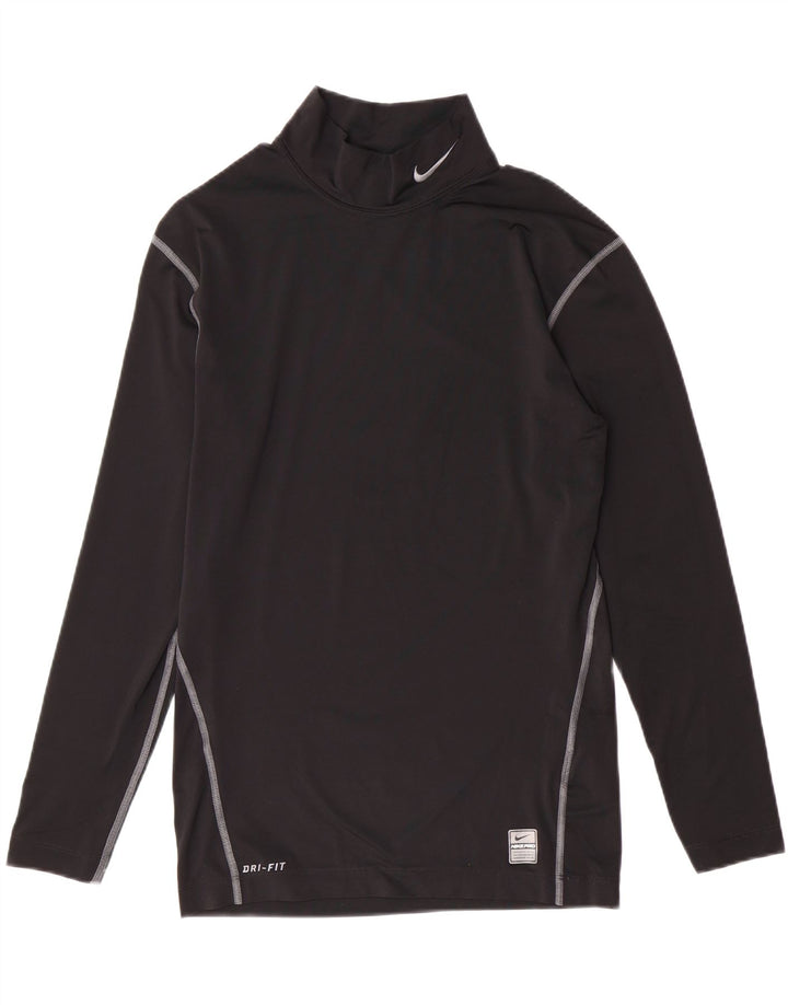 NIKE Womens Dri Fit Top Long Sleeve UK 14 Large Black Polyester