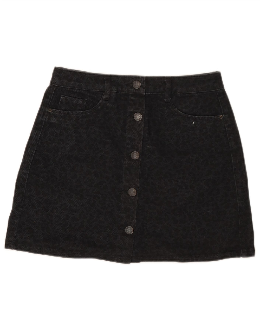 Falda Vaquera Mujer Pull & Bear Small W26 Algodón Estampado Animal Negro