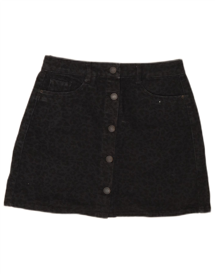 Falda Vaquera Mujer Pull & Bear Small W26 Algodón Estampado Animal Negro