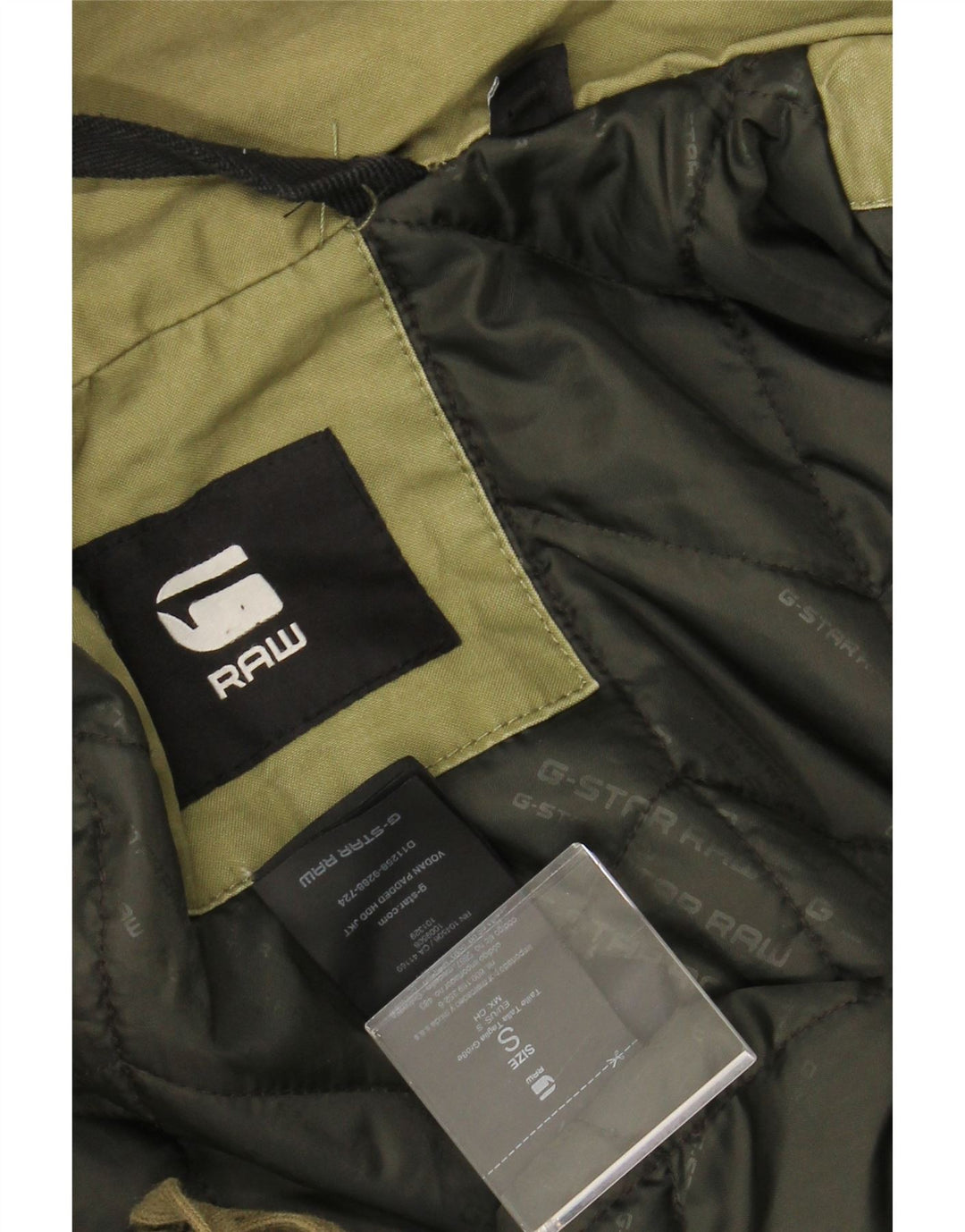 G-STAR Chaqueta utilitaria con capucha para hombre UK 36 Small Khaki Cotton