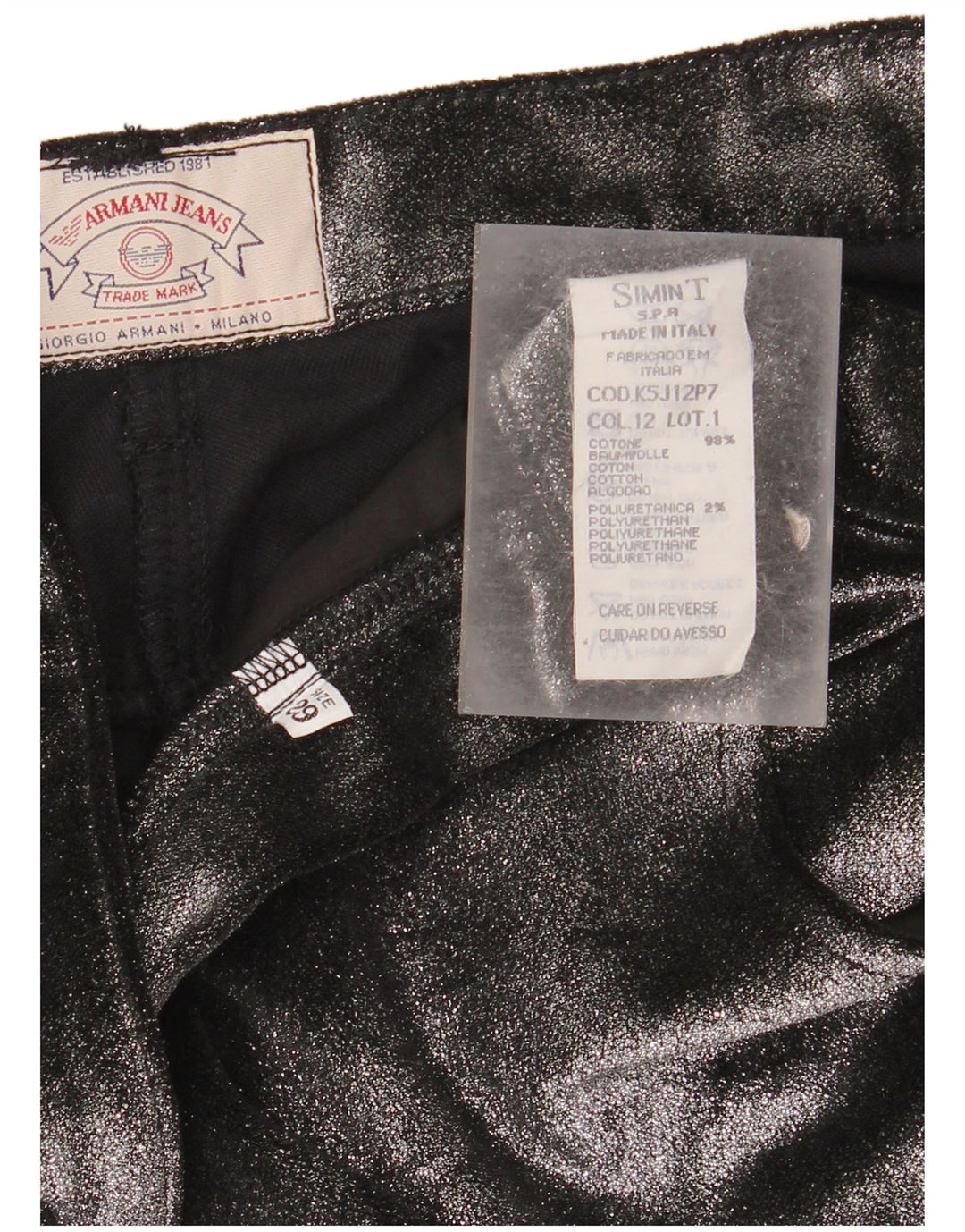 ARMANI Pantalón Casual Recto Mujer W29 L34 Algodón Negro