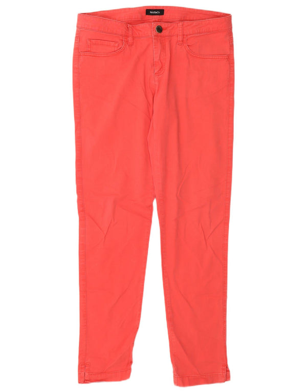 Max & Co. Pantalones casuales delgados para mujer UK 12 Medium W30 L30 Algodón rojo
