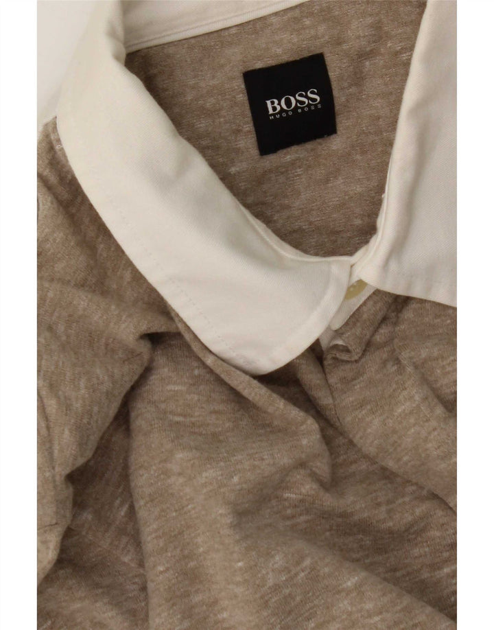 Hugo Boss Hombre | Polo de manga larga moteado en beige medio