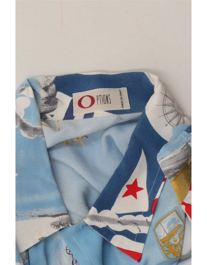 Camisa gráfica vintage para hombre azul grande