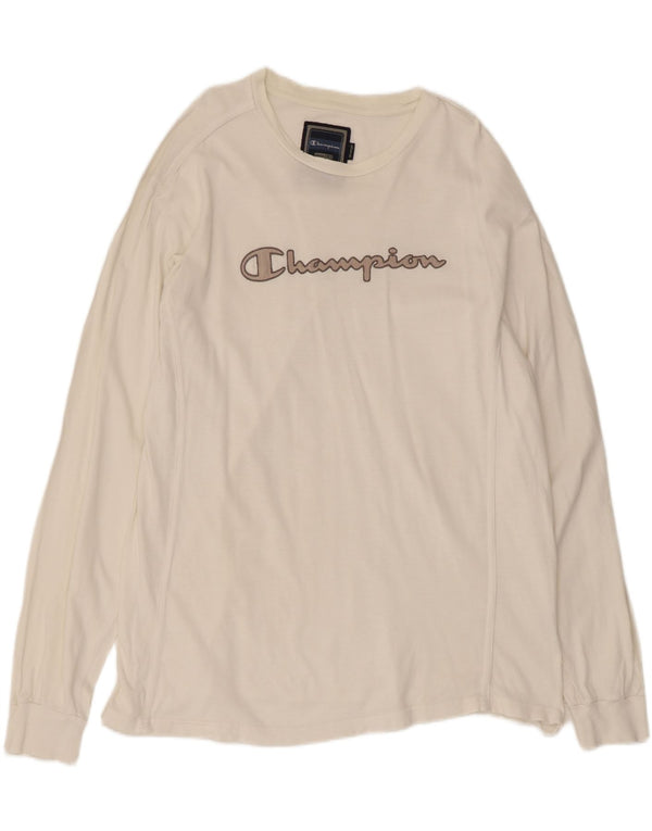 Champion Camiseta gráfica para hombre de manga larga 2XL Algodón blanco