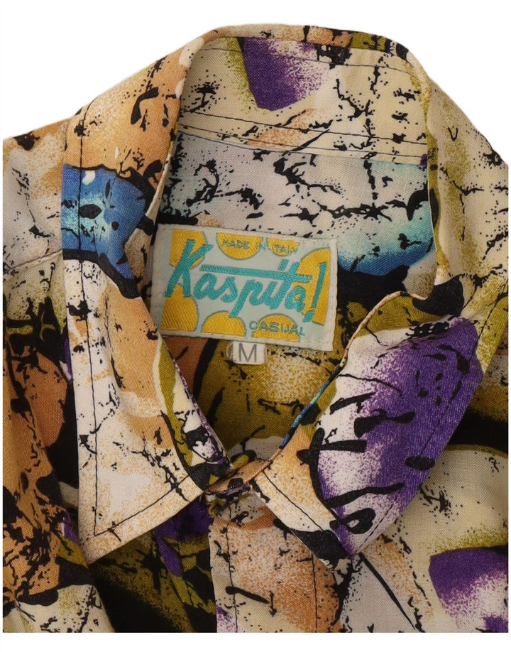 Vintage hombres patrón abstracto camisa mediana multicolor