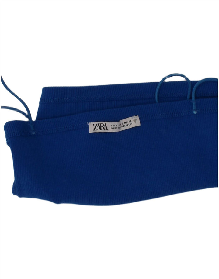 Zara Mujer Bralette Cami Top Pequeño Algodón Azul