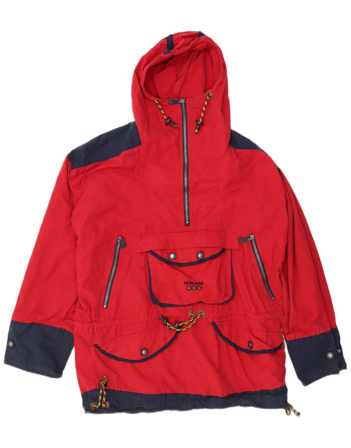 NORHEIM Chaqueta Anorak con capucha para hombre Reino Unido 40 Grande Rojo Colorblock Algodón