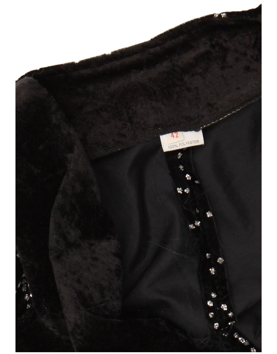 VINTAGE Mujer Patrón Abstracto Tailcoat Blazer Chaqueta IT 42 Medio Negro