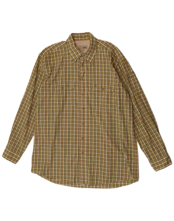 Camisa de hombre Camel Active de algodón a cuadros verdes grandes