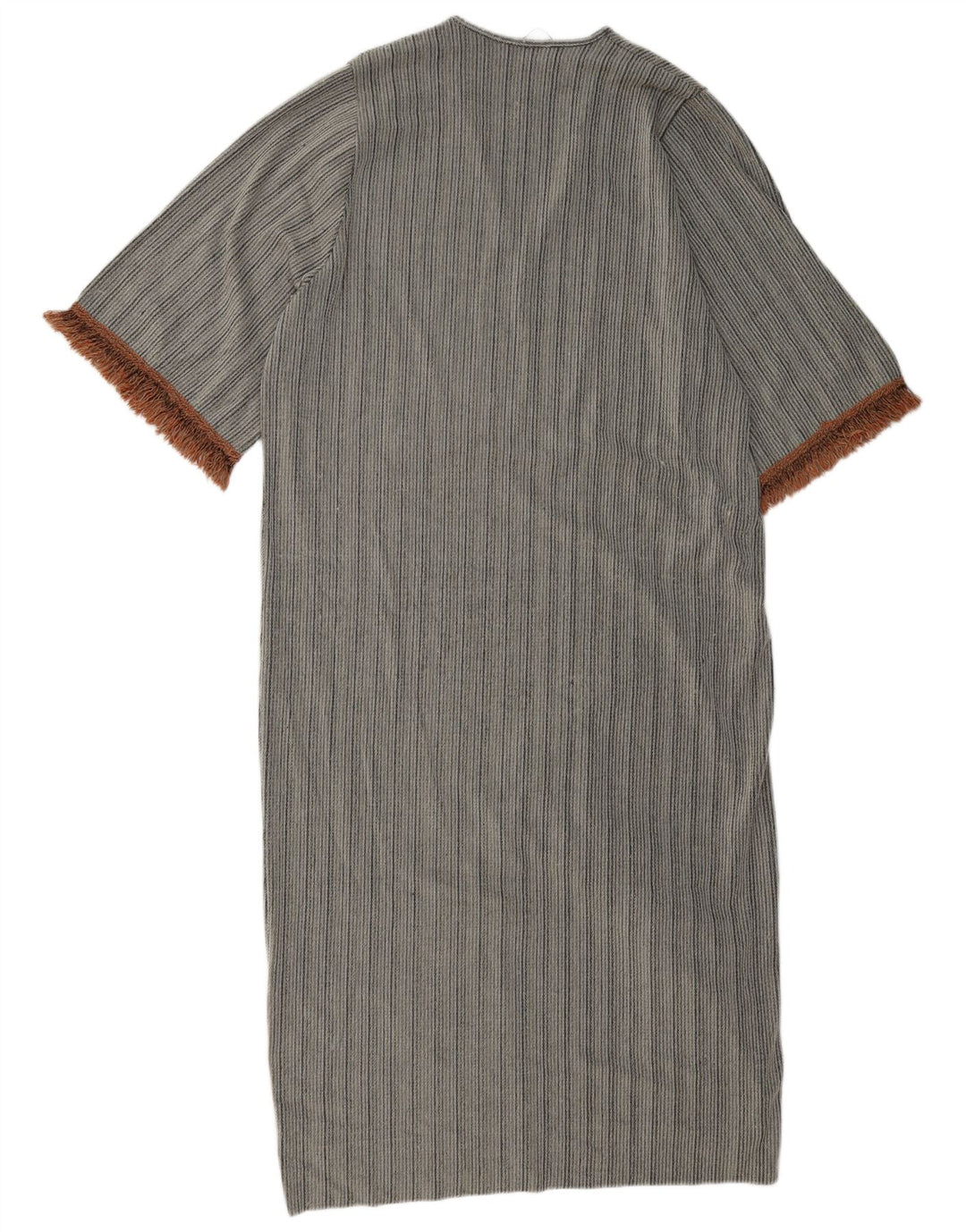 Zara Vestido largo extragrande para mujer, talla 40, poliéster a rayas, color gris pequeño