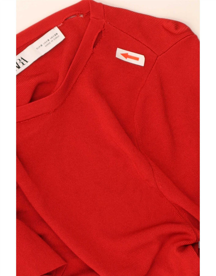 Zara Mujer Blusa Top UK 8 Small Rojo